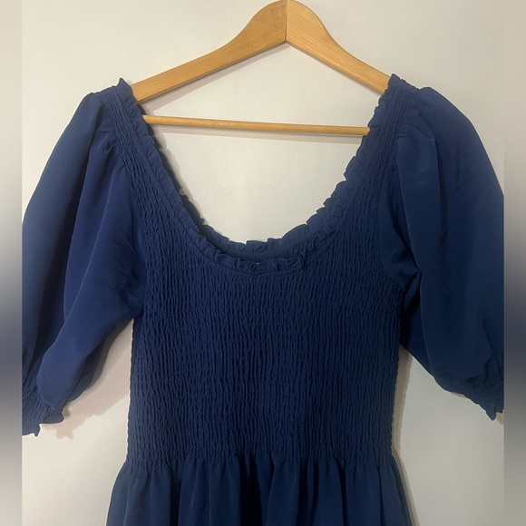 Hill House Women’s Navy Smocked Midi The Louisa Nap Dress Size Small - Picture 4 of 8